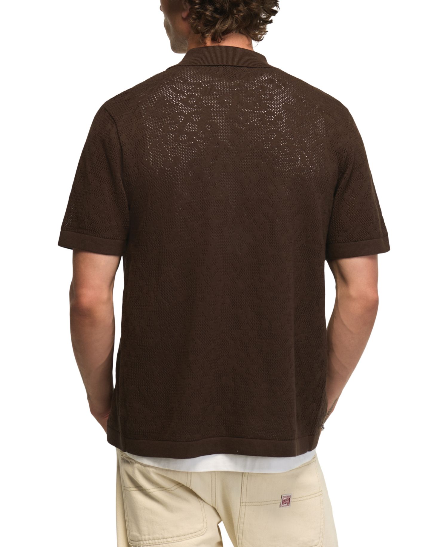 Men's Intarsia Lace Short-Sleeve Sweater