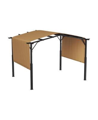 10 x 10 ft Arched Top Metal Pergola with Retractable Sun Shade Canopy Heavy Duty Garden