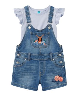 Girls' 2T–6X Denim Shortall and T-Shirt, 2-Piece set