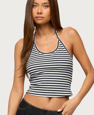 Women's Velma Striped Ribbed Halter Top