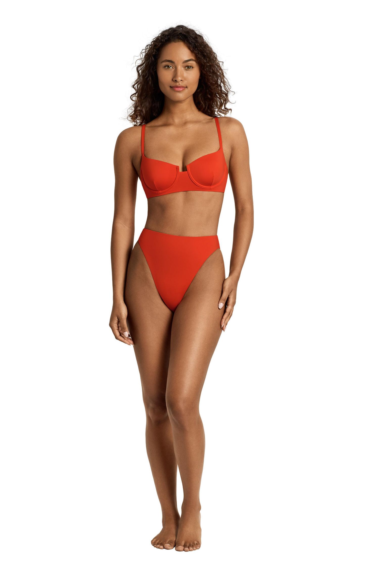 Women's Sunburst Orange High Leg Modern Coverage Swim Brief