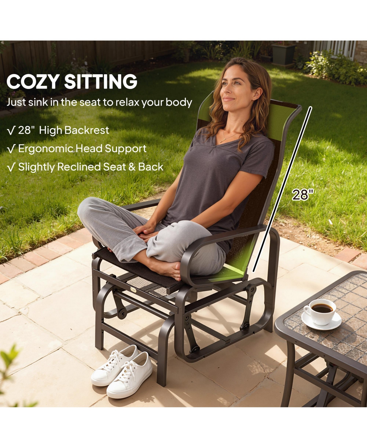 Outsunny Gliding Lounger Chair with Lightweight Construction