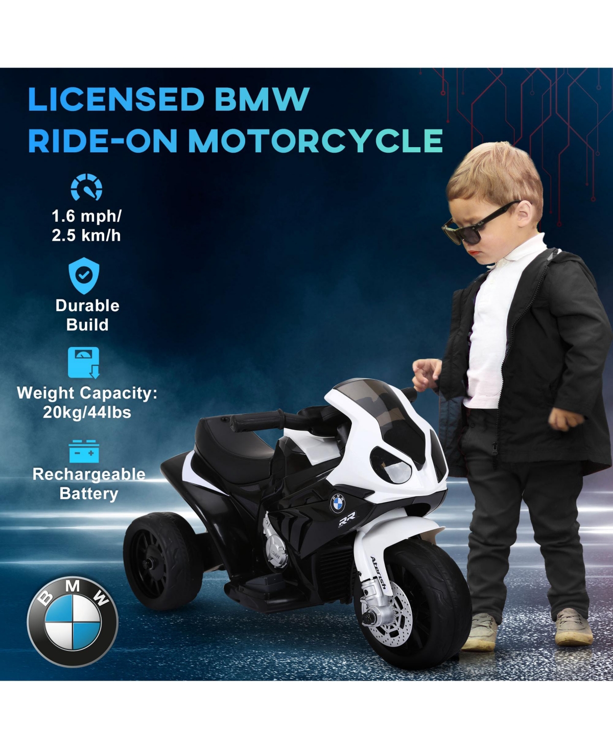 Aosom 6V Kids Motorcycle Licensed Bmw with Headlight, Music