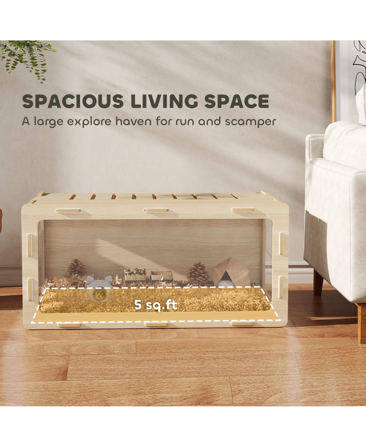 PawHut 39 in Hamster Cage w/ Easy View Acrylic Panels, Openable Roof,