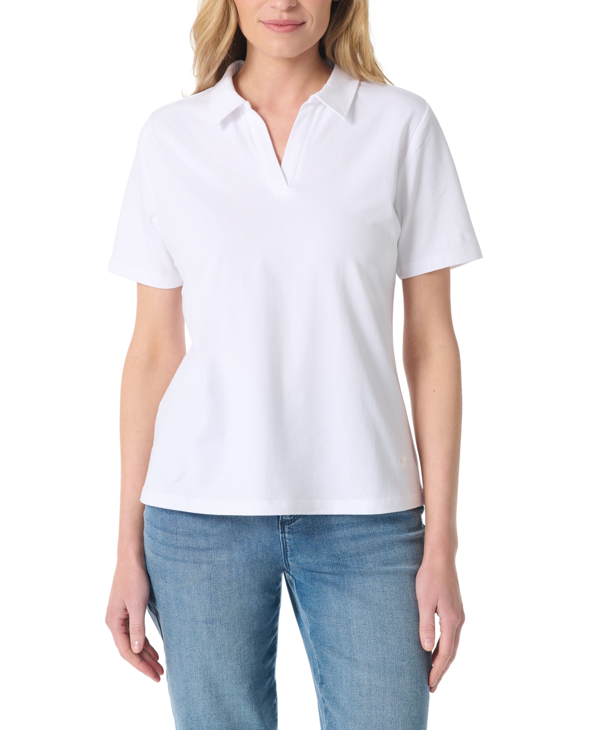 Gloria Vanderbilt Women's Point Collar Short-Sleeve Polo T-Shirt