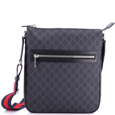 Medium Web Strap Front Zip Messenger Bag GG Coated Canvas