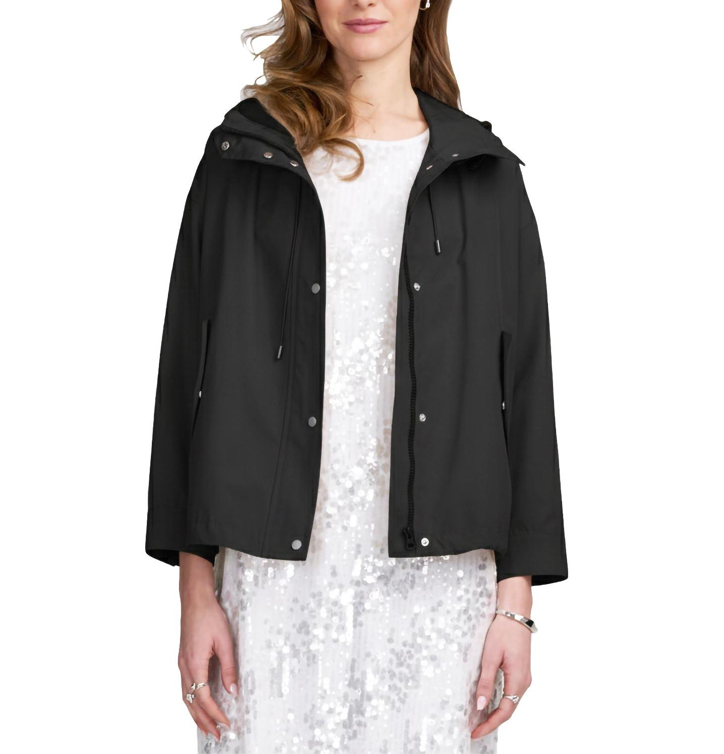 Женская куртка ELLE Collection Hooded Cropped Parka, цвет: Чёрный — фото 1