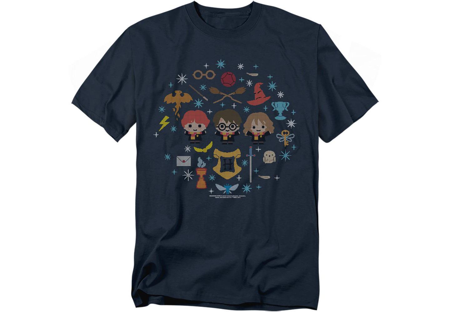 Мужская футболка Harry Potter Christmas With Harry, Ron And Hermione, цвет: Тёмно-синий — фото 1