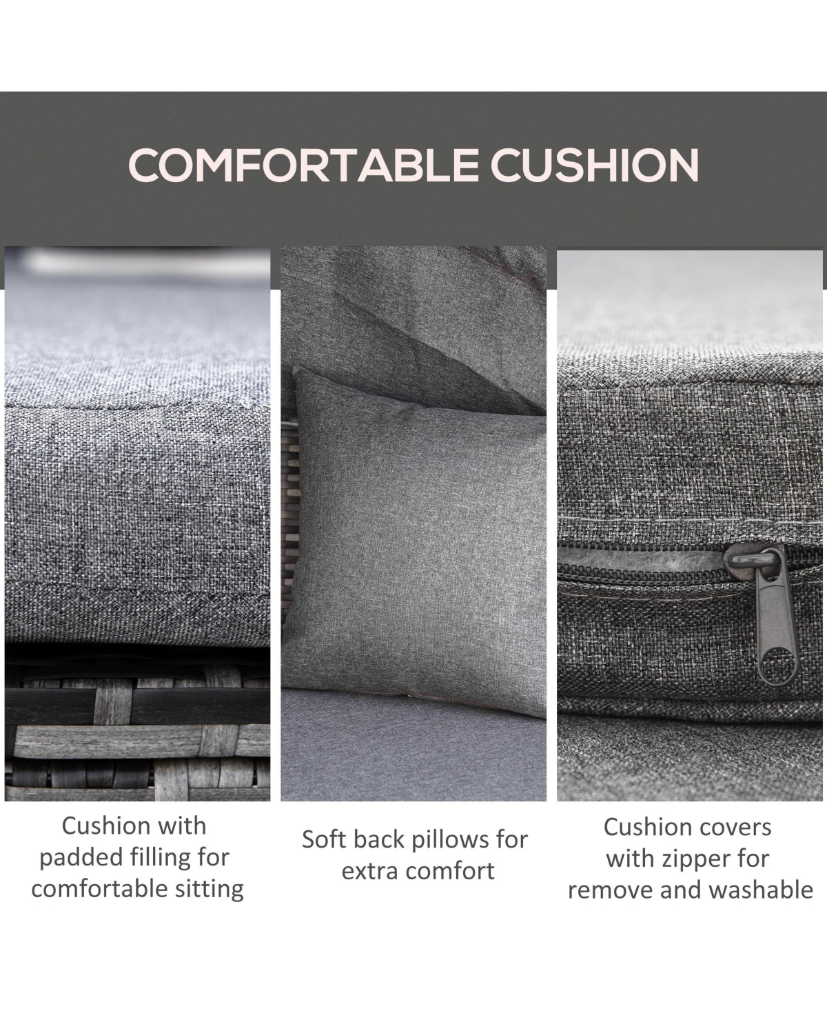 Outsunny 4pc Rattan Patio Furniture Set, Round Convertible Daybed or Sunbed, Adjustable Sun Canopy, Sectional Outdoor Sofa, 2 Chairs, Extending Tea Ta