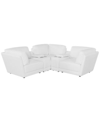 Versa 5-Piece L-Shape Leather Sectional Sofa with 2 Consoles