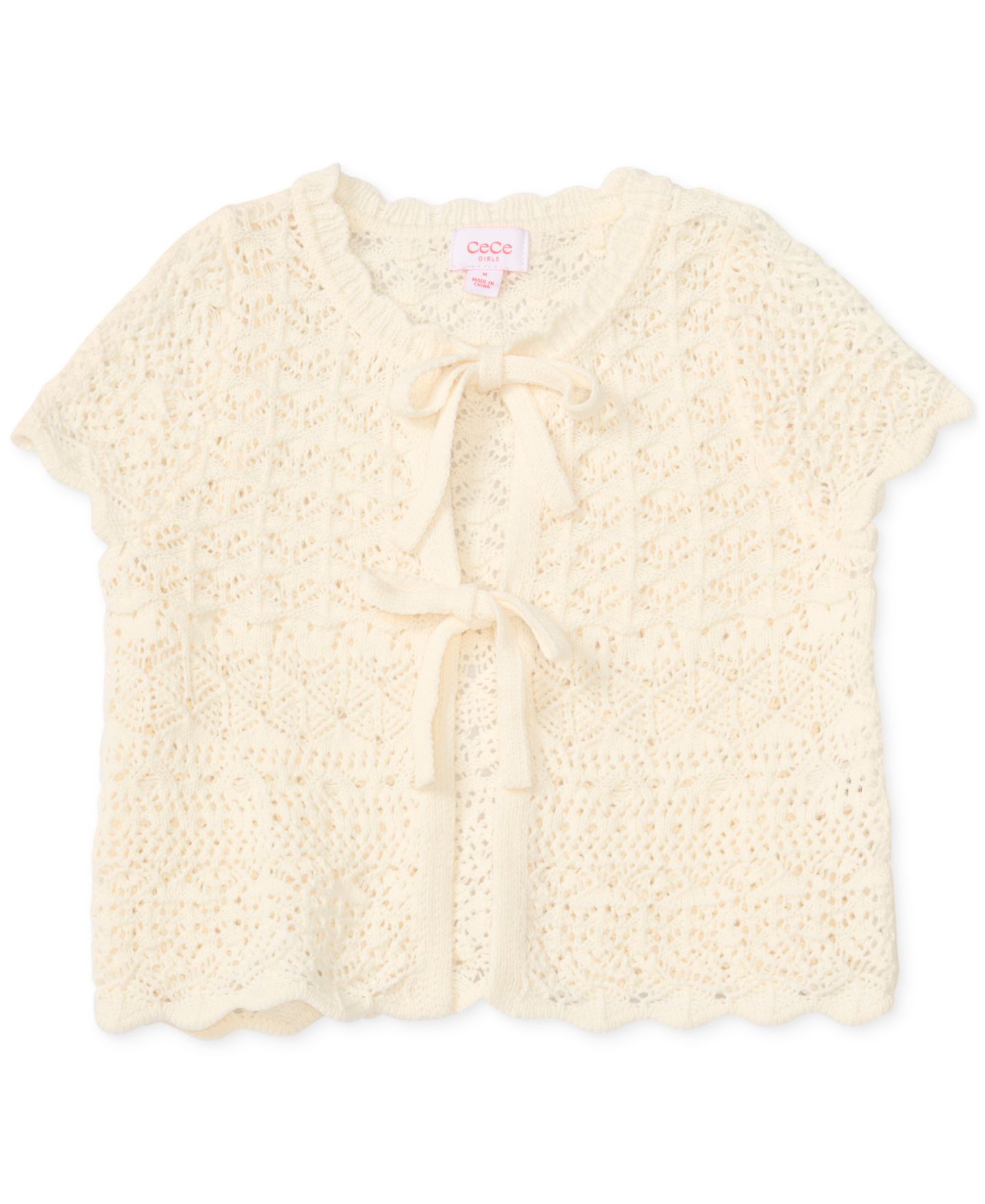 Топ CeCe Short-Sleeve Shrug для девочек, цвет: Кокосовое молоко — фото 1
