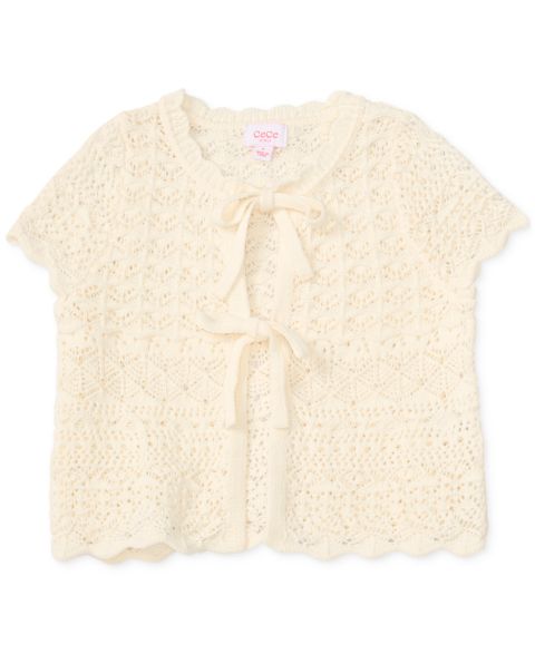 Топ CeCe Short-Sleeve Shrug для девочек, цвет: Кокосовое молоко