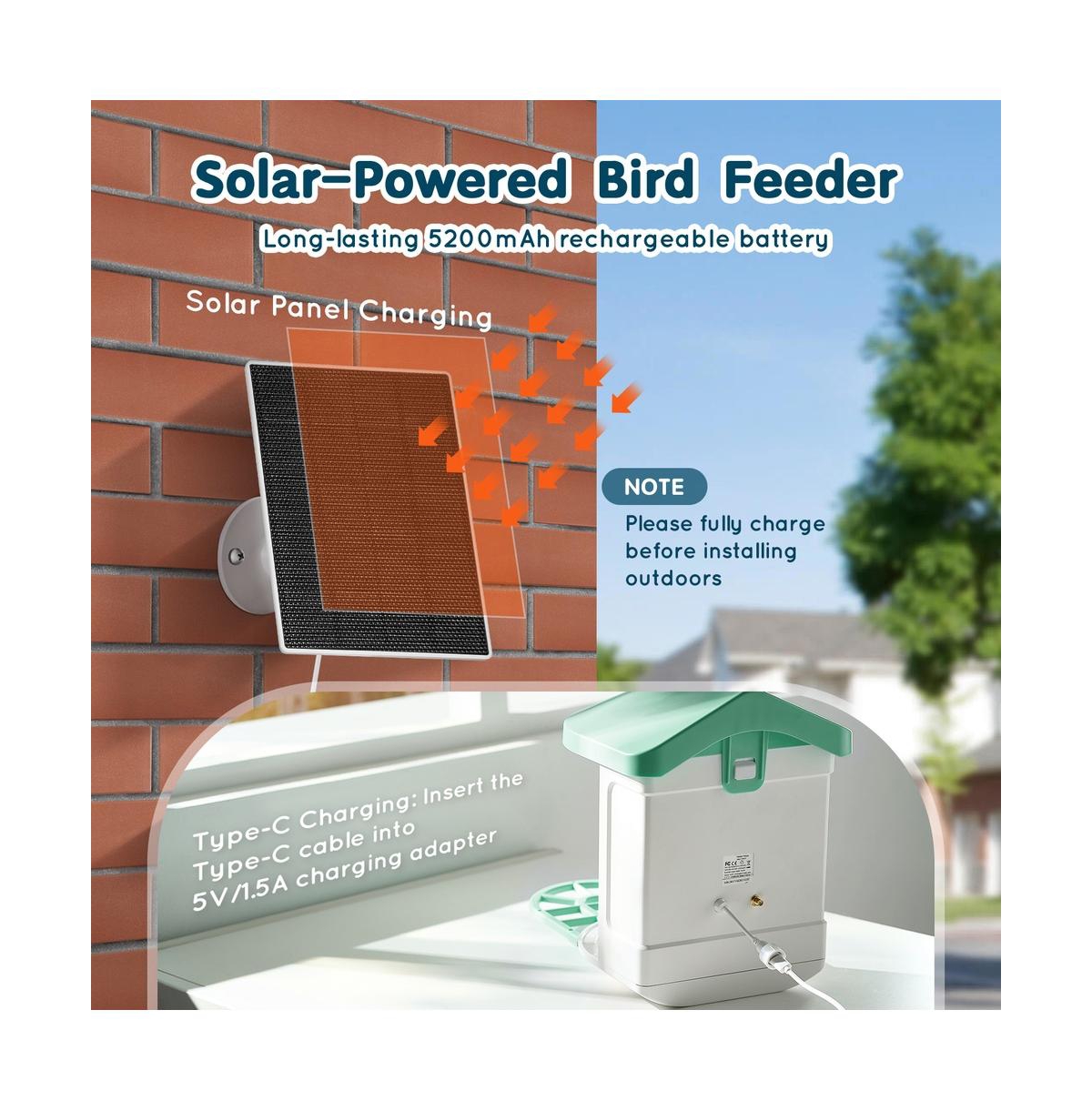 Sugift Smart Bird Feeder with 2K Camera Ai Identifies 10000 Bird Species