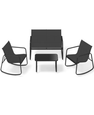 4 PCS Patio Furniture Set Outdoor Rocker Chair Conversation Set