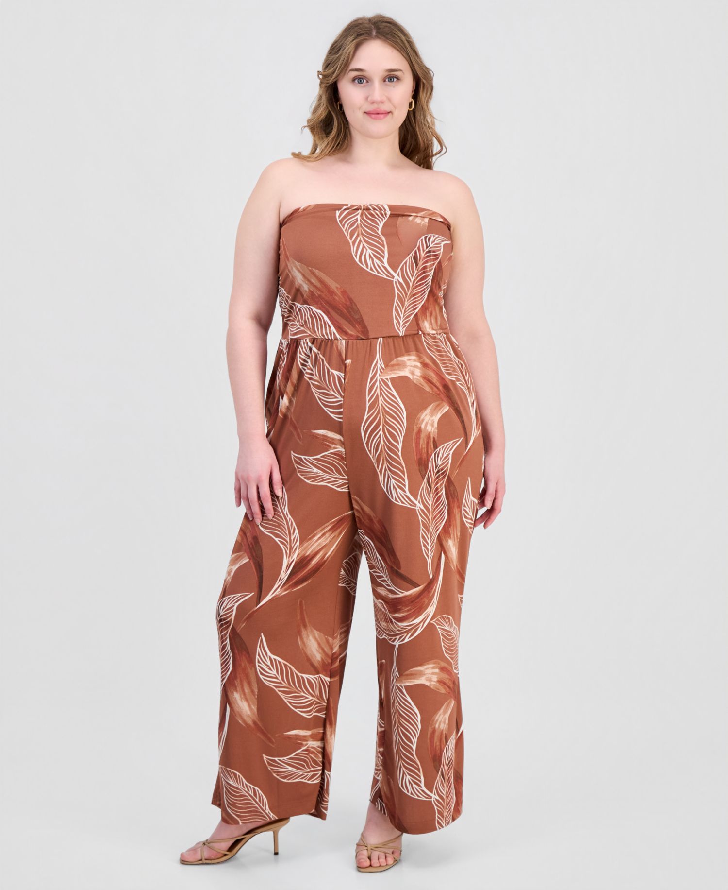 Trendy Plus Size Strapless Ruched Jumpsuit