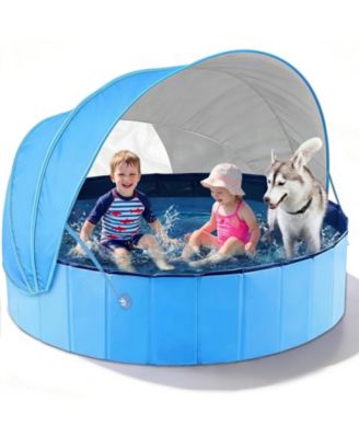 Kiddie Pool Foldable Shade Tent Swimming Wading Dogs Ball Pit Backyard Water Play