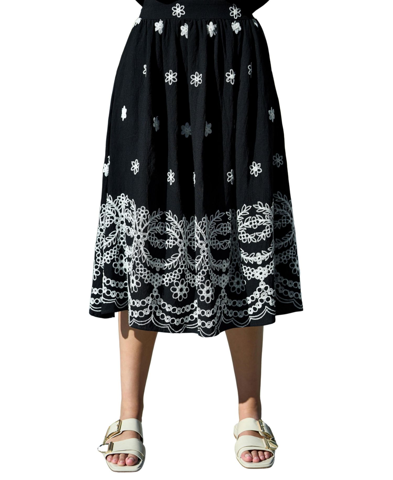 Women's Embroidered Midi Skirt