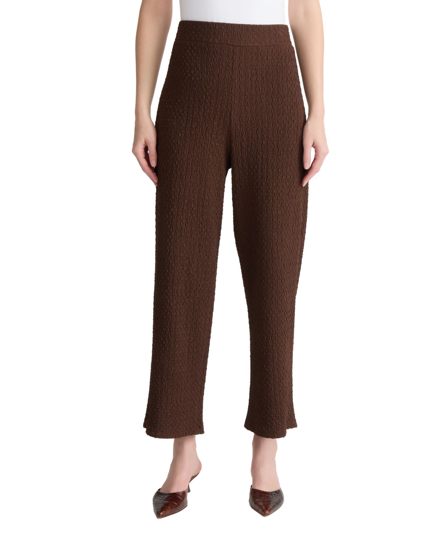 Petite Cobblestone Texture Wide-Leg Cropped Pants