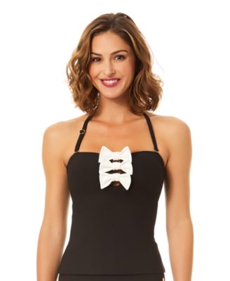 Women's Strapless Bandeau Neck Bow Tankini Top