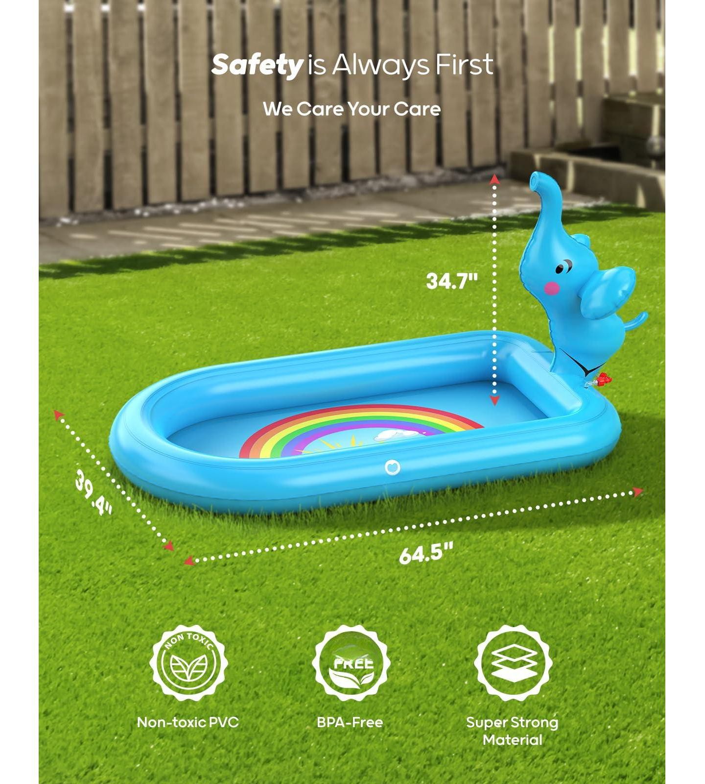 Детская игрушка GNUADZ Elephant Splash Pad Inflatable Sprinkler Pool, Ages 5-7, цвет: Синий — фото 4