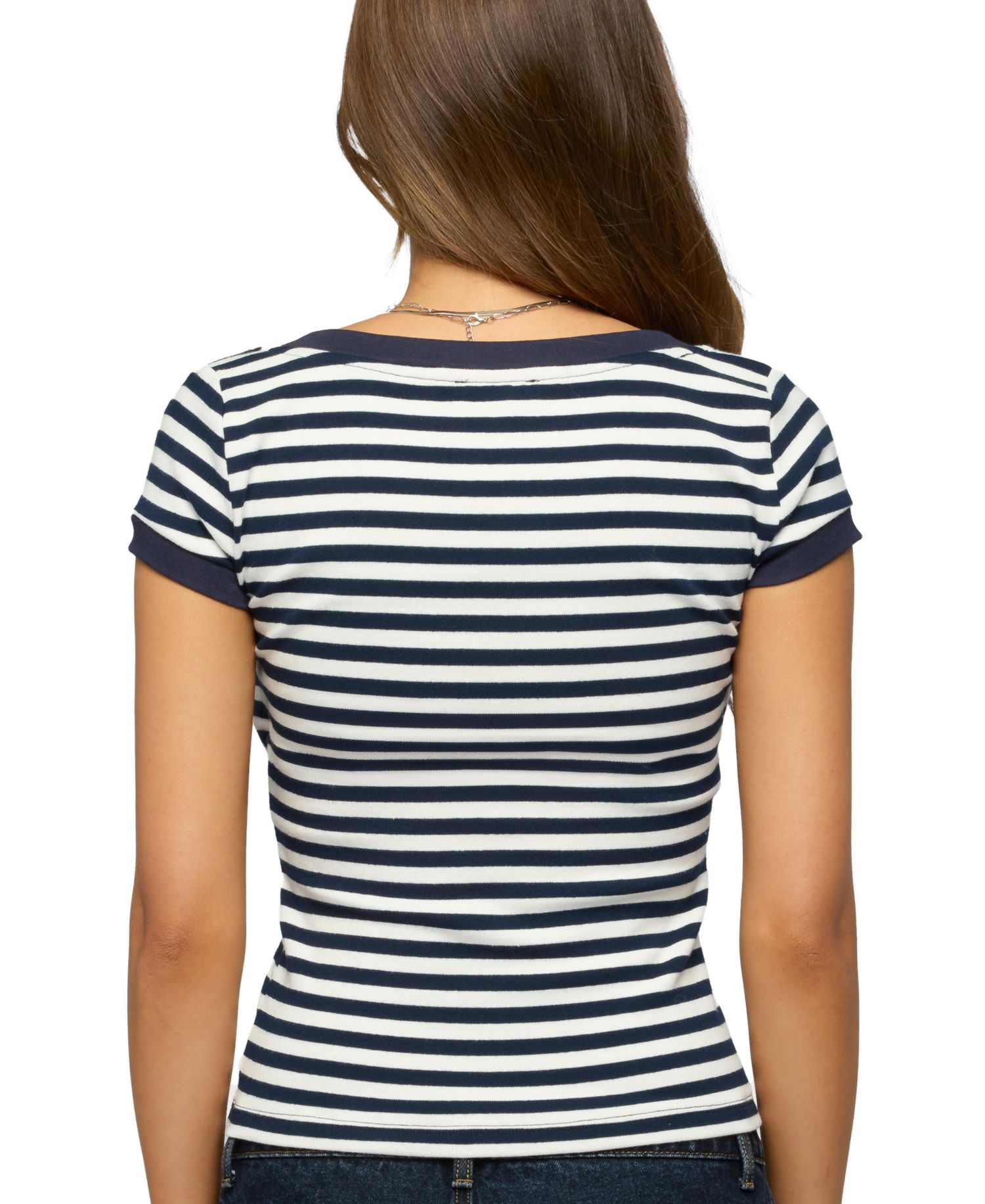 Women's Antonela Striped V Neck T Shirt
