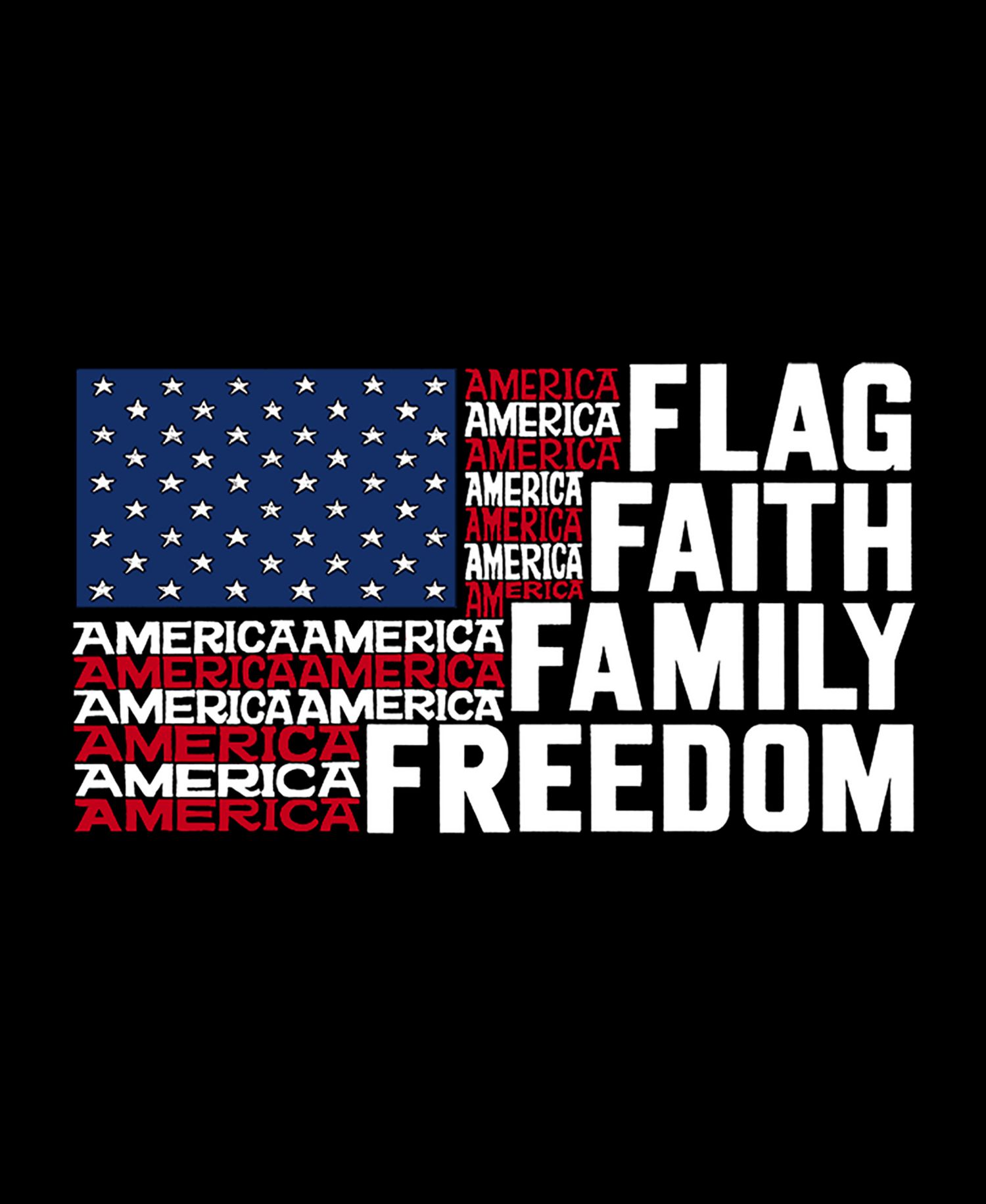 Men's Flag Faith Family Freedom American Flag Word Art Cotton and Polyester Blend T-Shirt