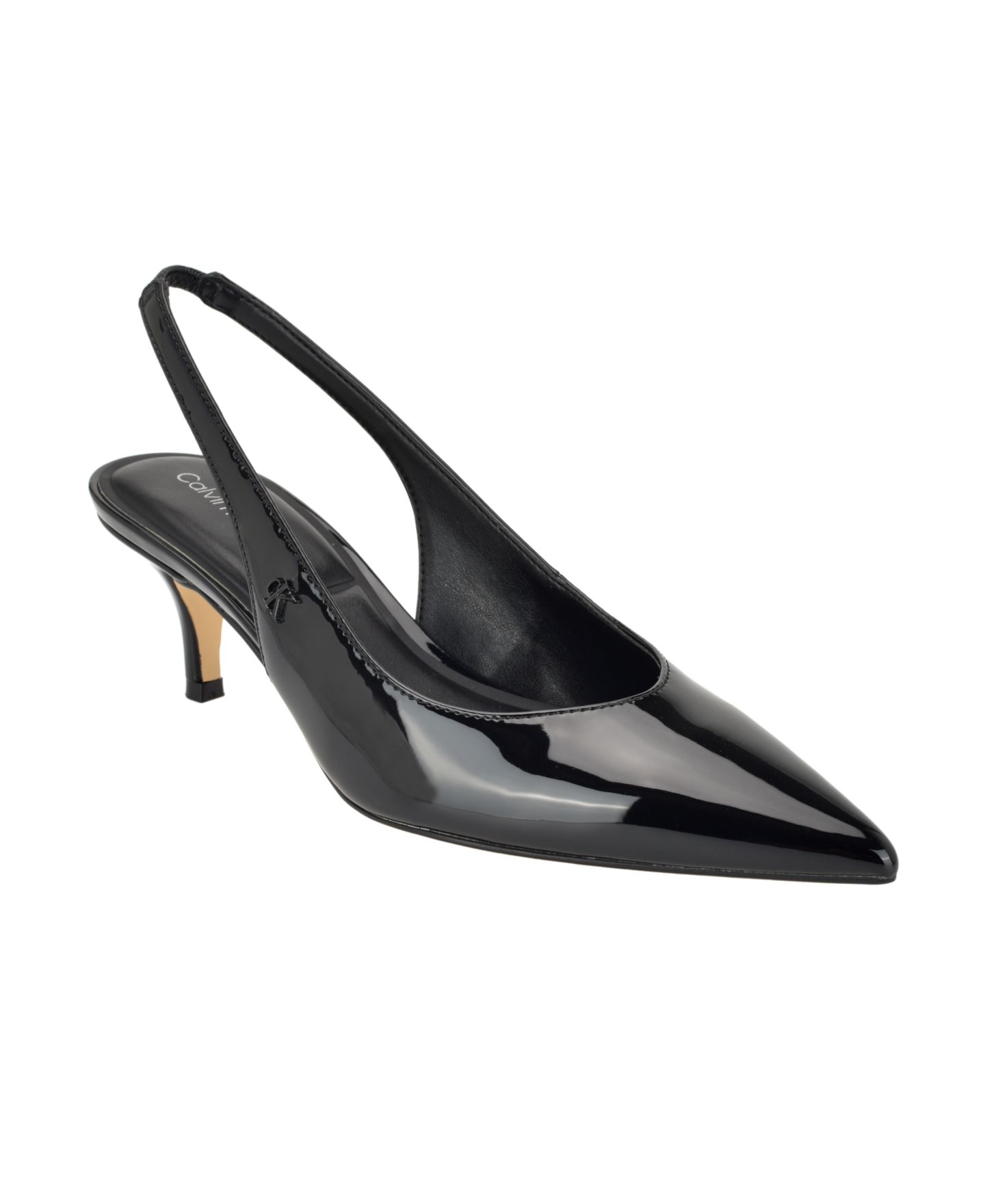 Женские туфли Calvin Klein Emersyn Kitten Heel Slingback Pumps, цвет: Чёрный лаковый — фото 1