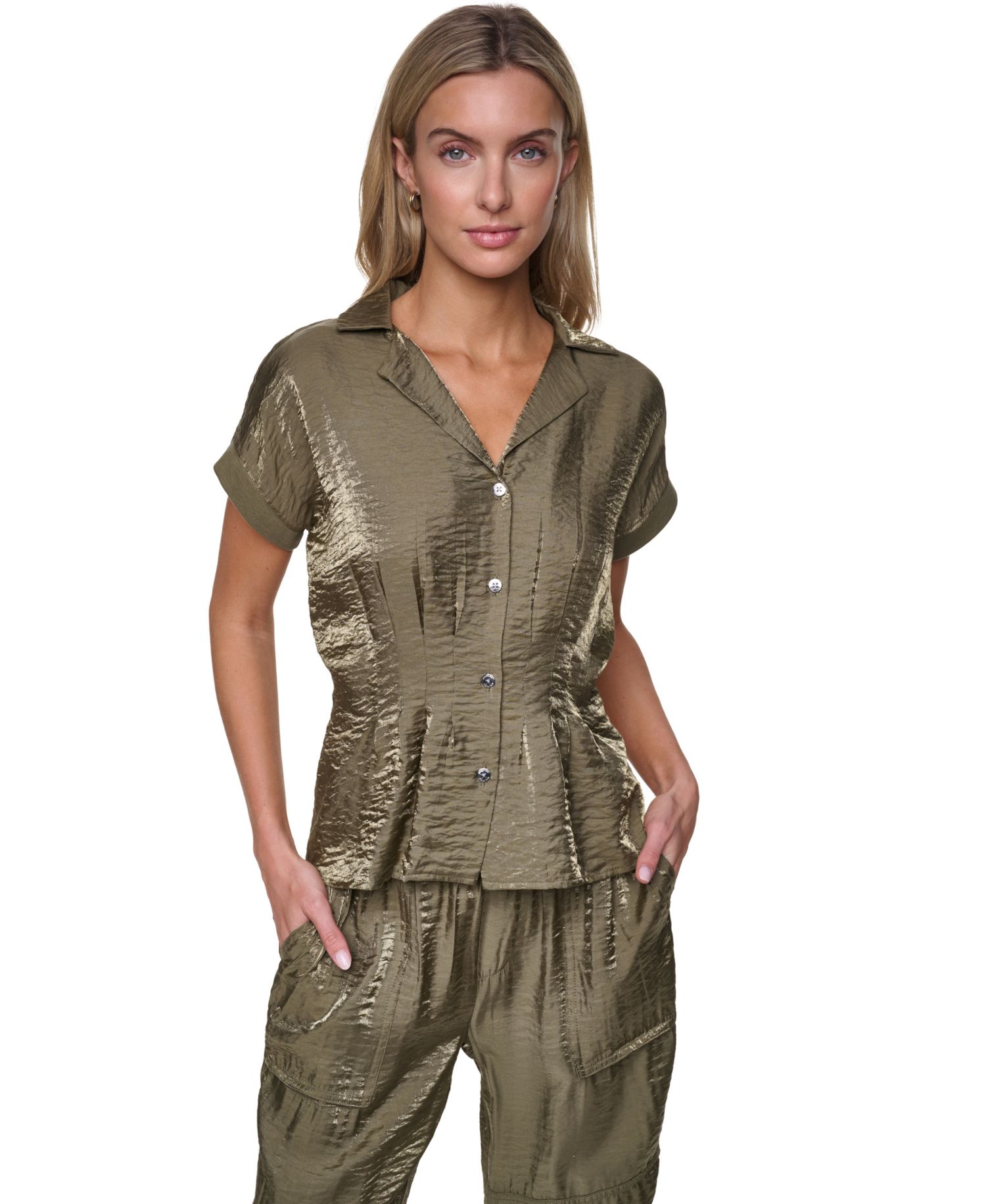 Women's Short-Sleeve Pleated Shirt