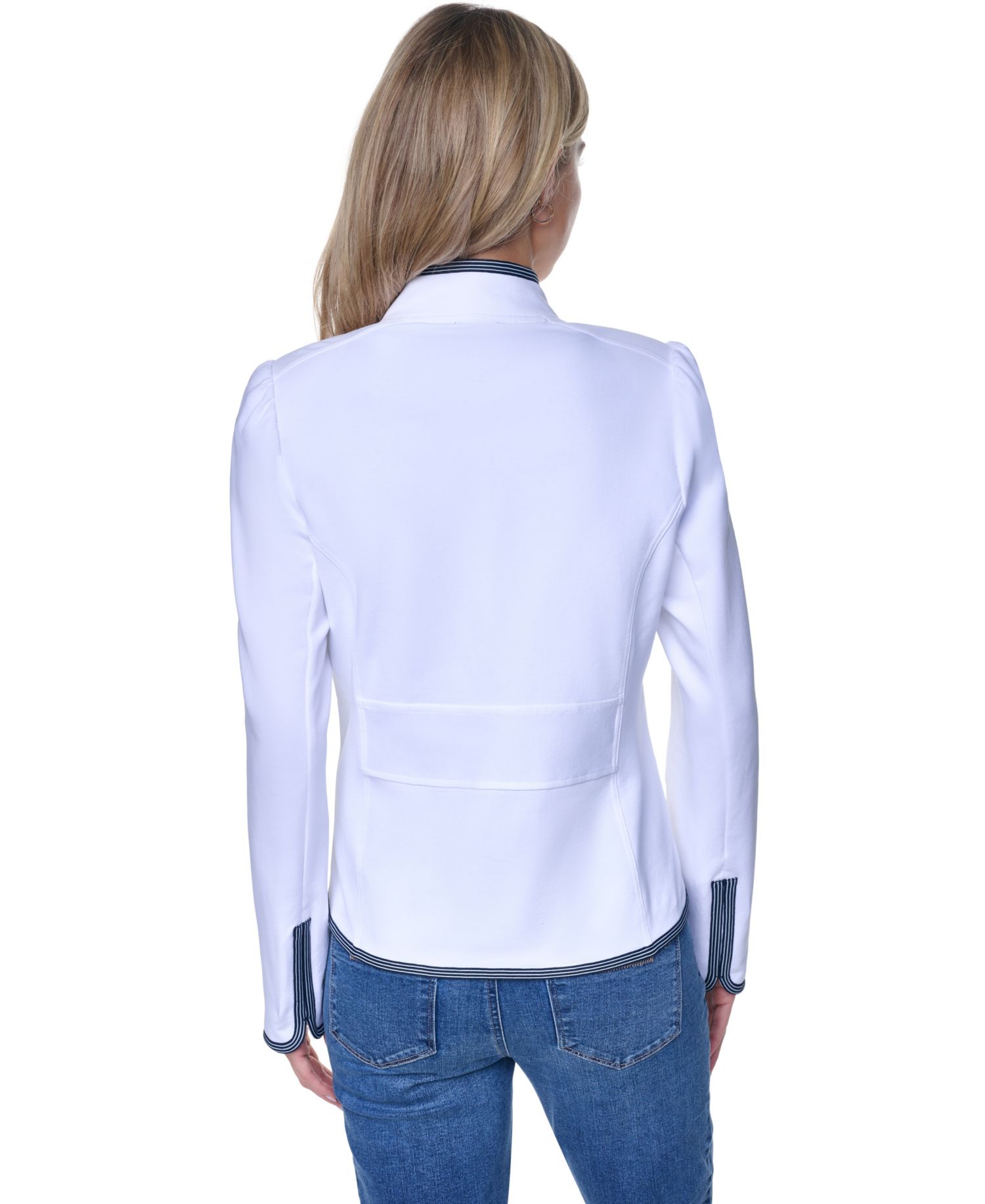 Women's Cotton-Blend Band Collar Captain Jacket