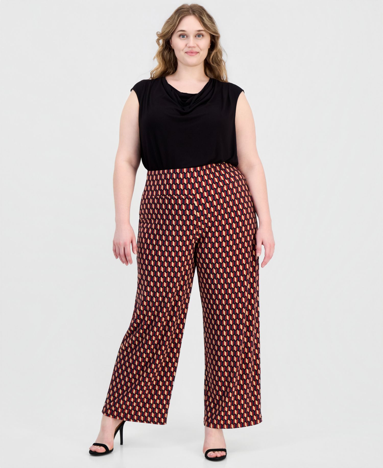 Plus Size Pull-On High-Rise Wide-Leg Pants