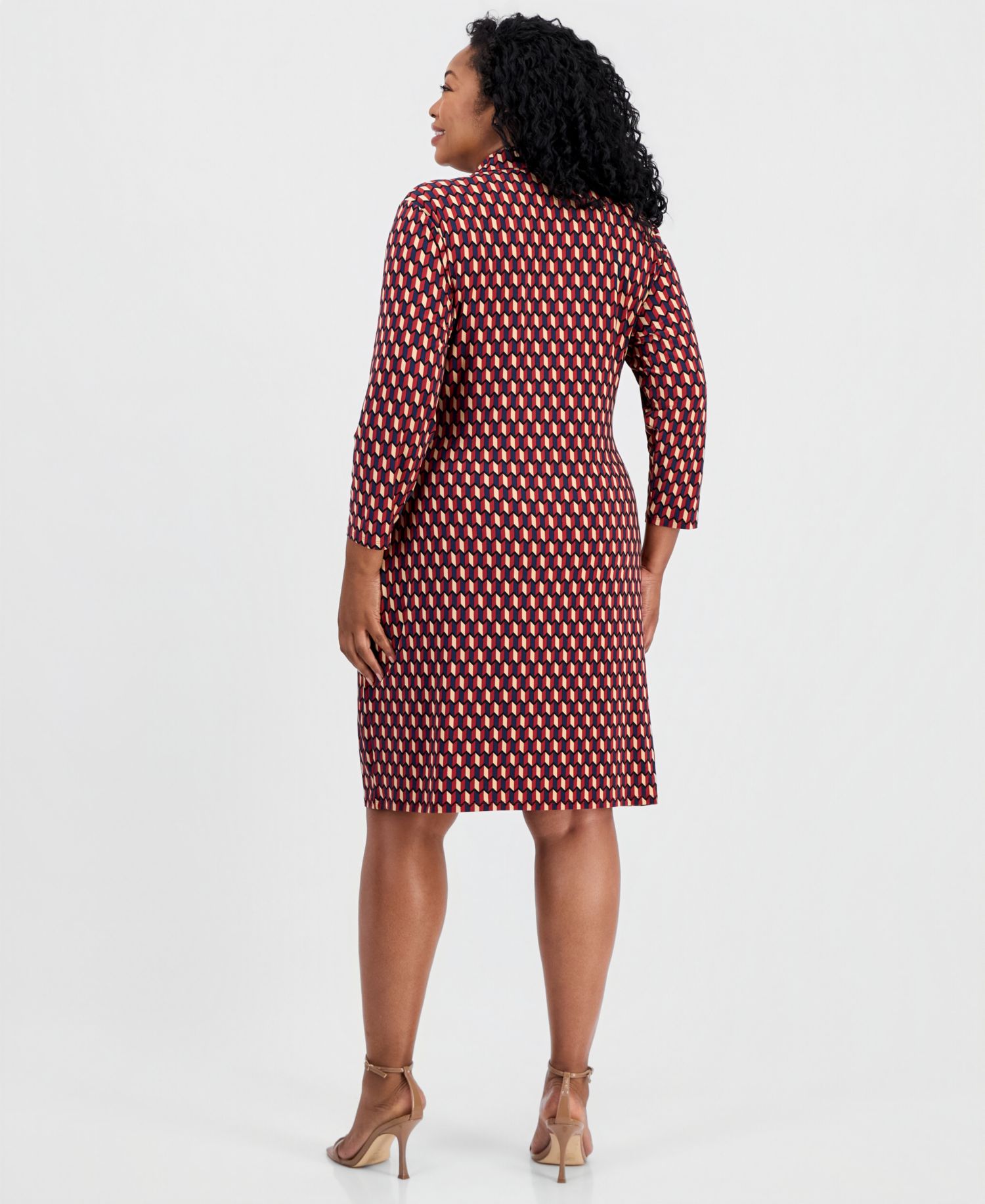 Plus Size Printed Faux-Wrap Dress