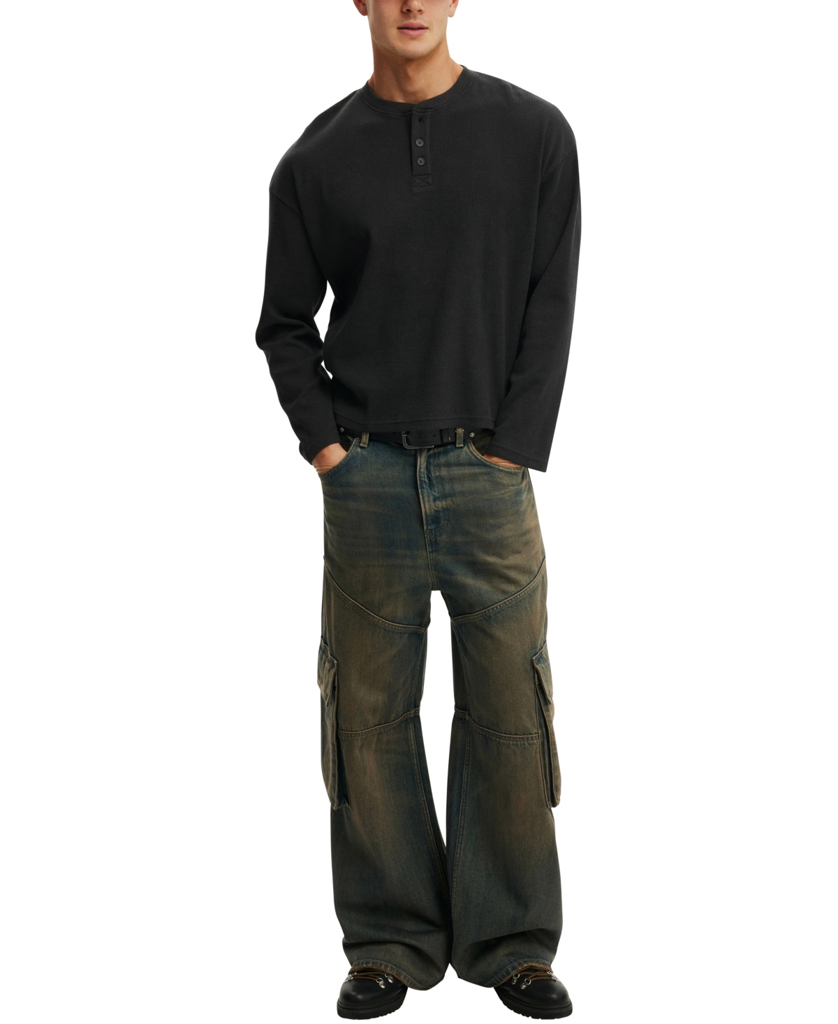 Cotton On Men's Modern-Fit Textured Henley Lo T-shirt