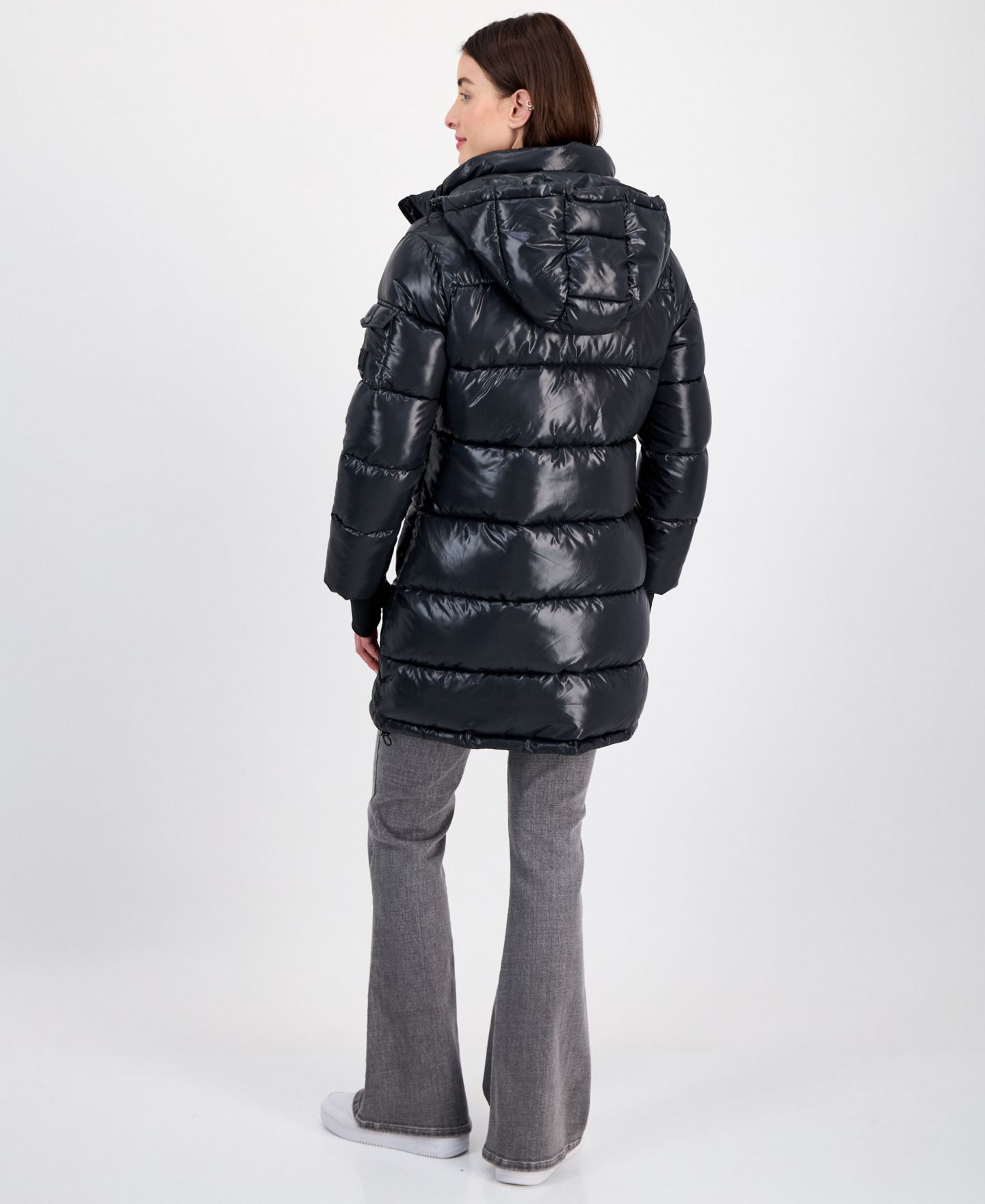 Женская куртка Steve Madden Hooded Puffer Coat, Created for Macy's, цвет: Чёрный — фото 2