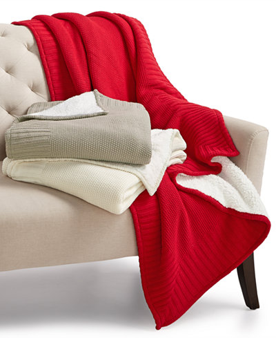 Martha Stewart Collection Solid Seed Stitch Sweater-Knit Throw, Only at Macy's
