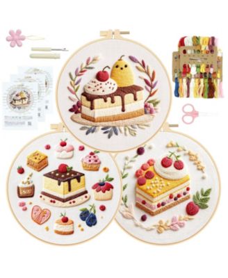3pc Embroidery Kit Pattern Beginner DIY Craft Hoop Floss Guide