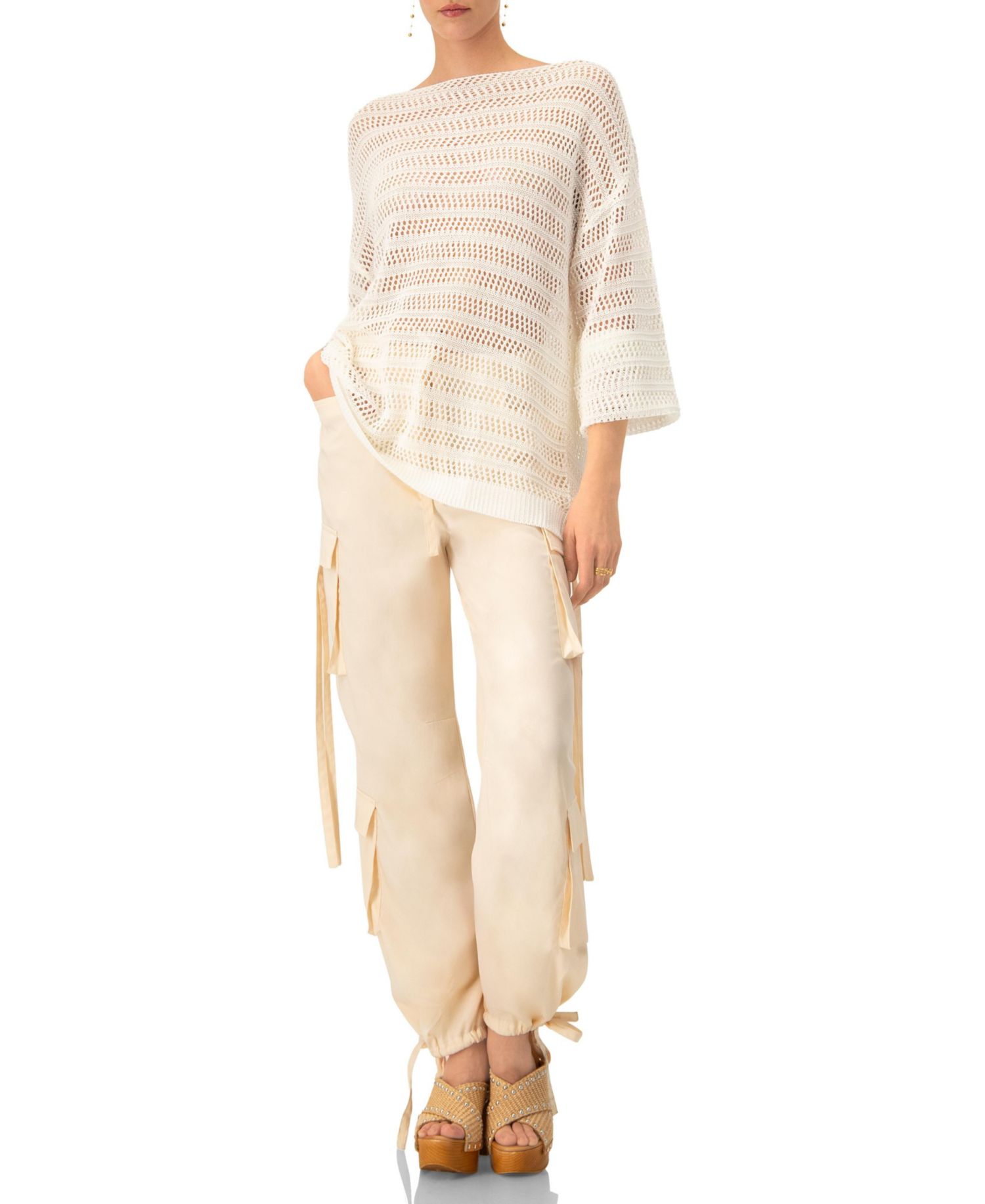 Women's Solid Cargo Pants with Straps