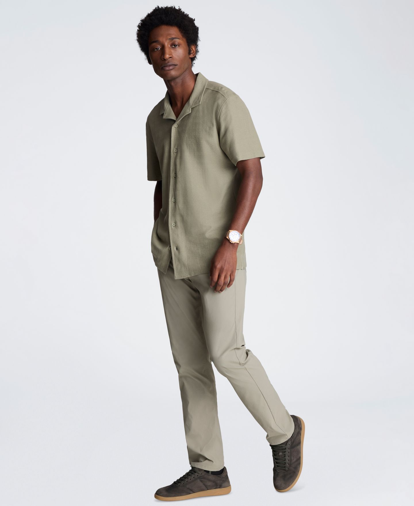 Мужская рубашка Kenneth Cole Short-Sleeve Classic-Fit, цвет: Шалфейный — фото 2