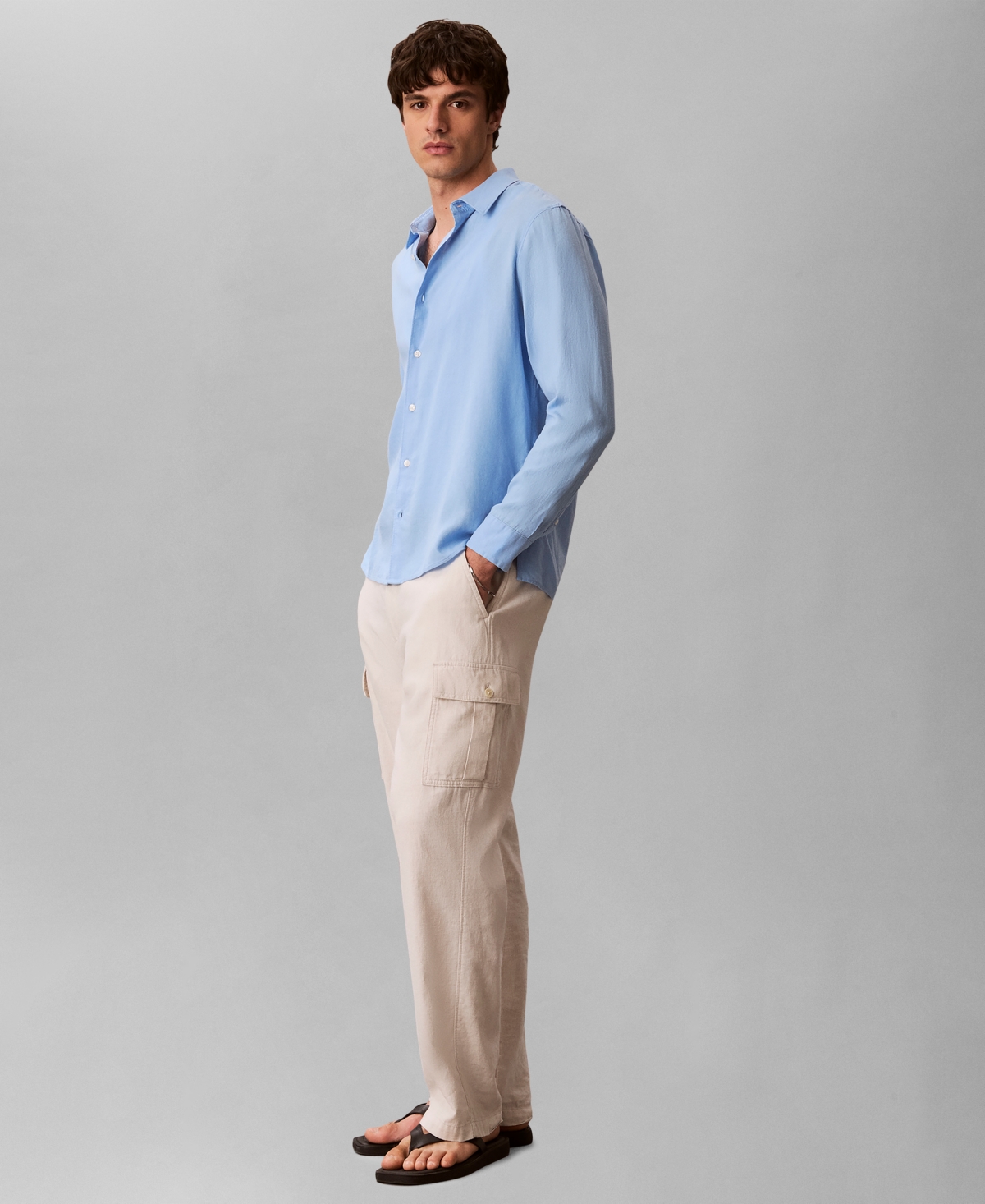 Calvin Klein Men's Solid Linen-Blend Shirt
