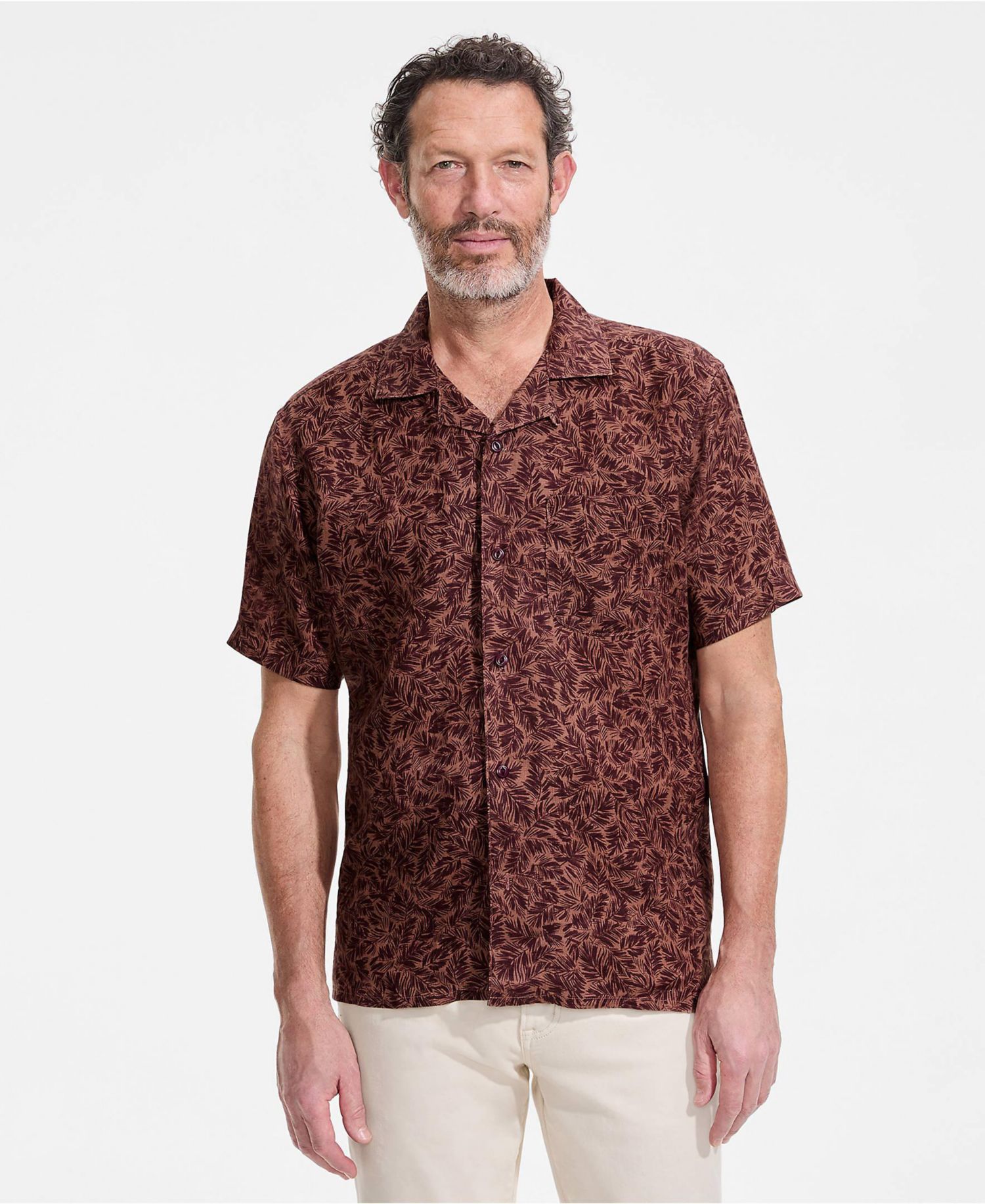 Men's Short Sleeve Linen Hawaiian Camp Collar Shirt