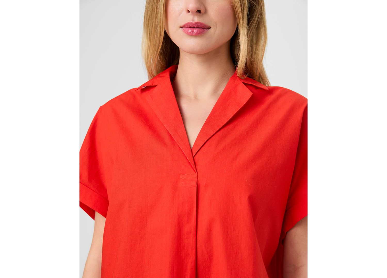 Women's Poplin Collared Top