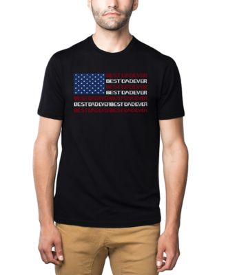 Men's Best Dad Ever American Flag Word Art Cotton and Polyester Blend T-Shirt