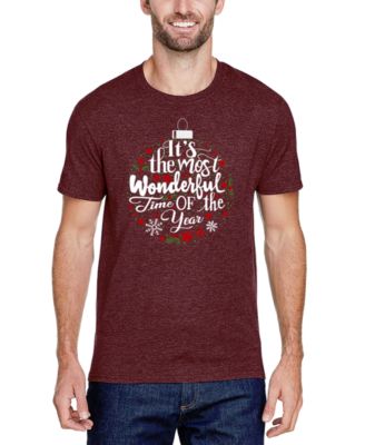 Men's Christmas Ornament Word Art Cotton and Polyester Blend T-Shirt
