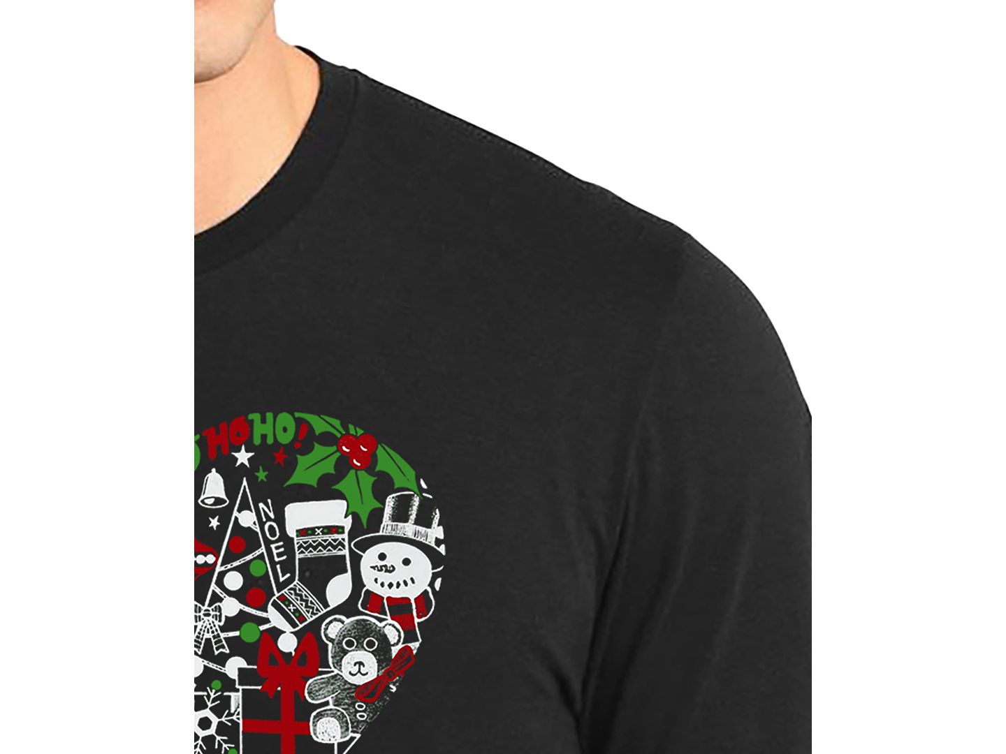 Мужская футболка LA Pop Art Christmas Themed Heart Word Art Long-Sleeve, цвет: Чёрный — фото 2