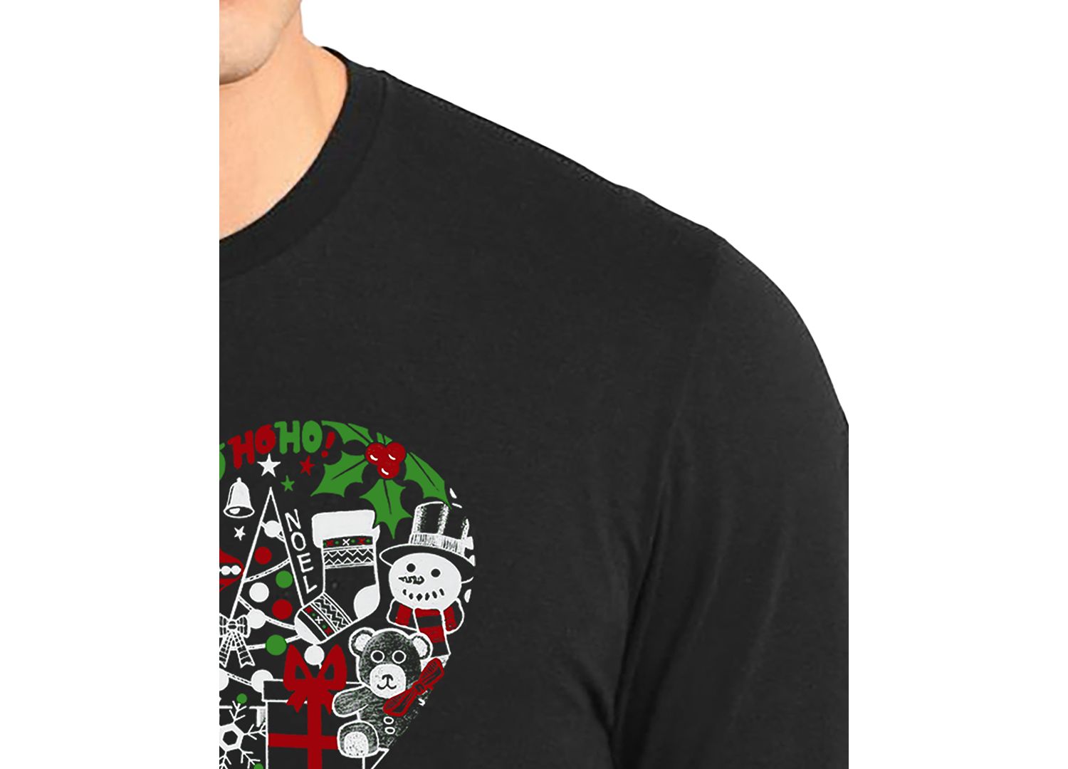 Men's Christmas Themed Heart Word Art Long-Sleeve T-Shirt