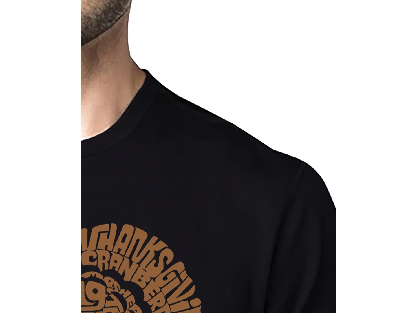 Мужская футболка LA Pop Art Thanksgiving Turkey Word Art Cotton and Polyester Blend, цвет: Чёрный — фото 2