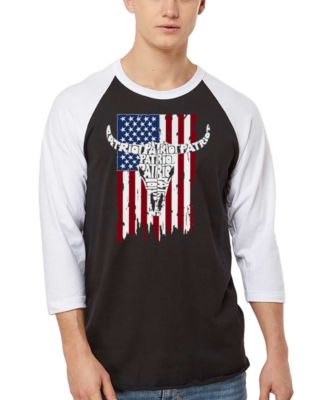 Men's Patriot Cow Skull Word Art Raglan-Sleeve T-Shirt