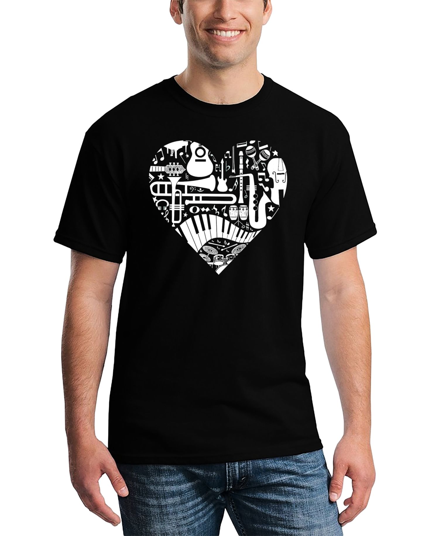 Men's Music Instruments Heart Word Art T-Shirt
