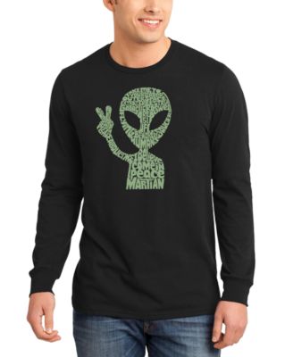 Men's Peace Alien Word Art Long-Sleeve T-Shirt