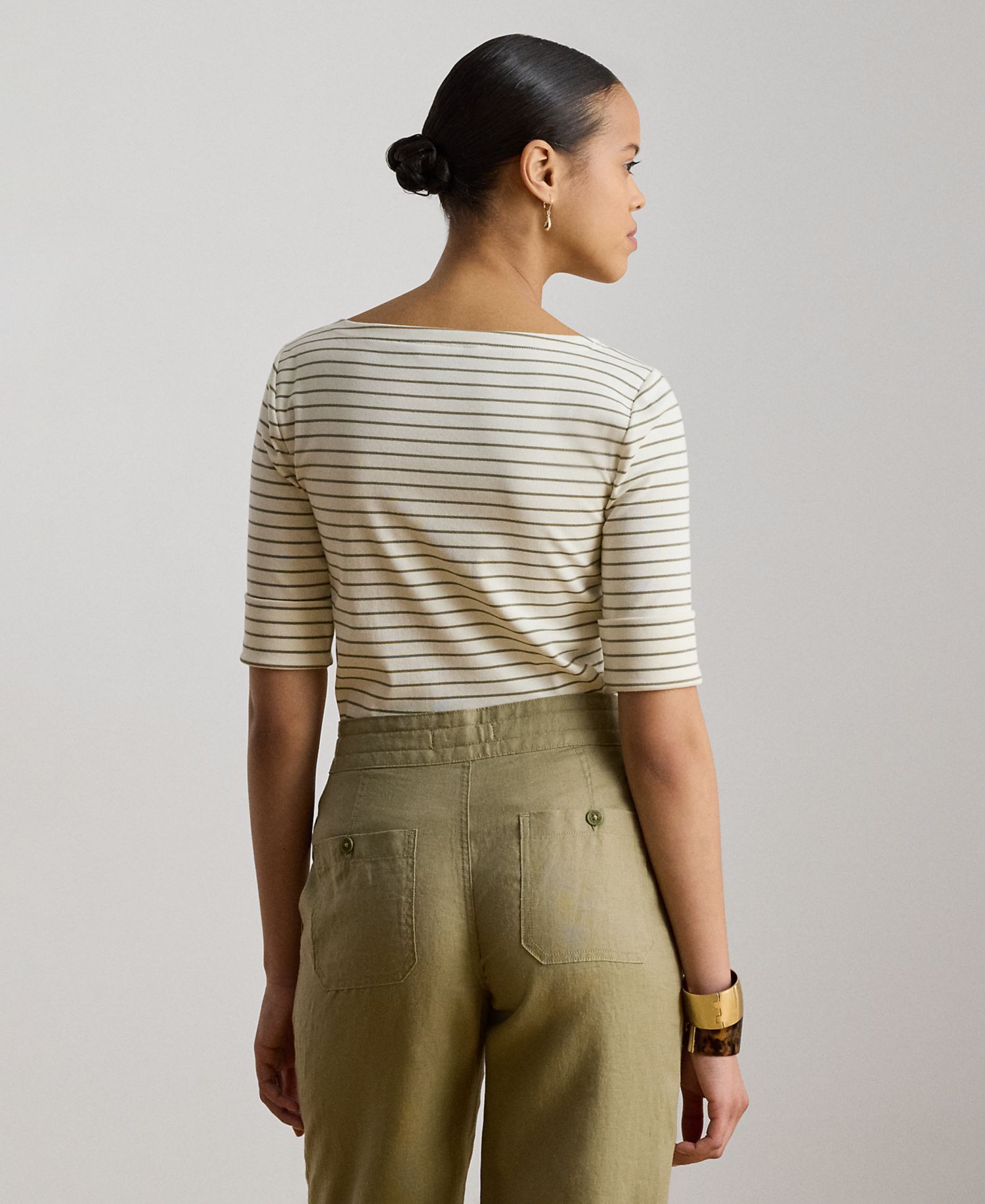 Petite Striped Boat Neck T-Shirt
