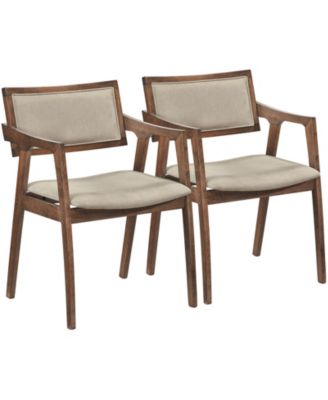 Modern Arm Dining Chairs Set of 2 Upholstered Wood Frame